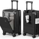 Top Opening Expandable Lightweight PC Hard Shell Suitcase, 20 Inch Carry On Luggage with TSA Lock, 360 Silent Spinner Wheels, Cup Holder, Ideal for Business Travel (Black, Carry-On 20-Inch)
