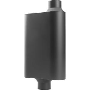 A-KARCK Universal Exhaust Muffler 2.5" Offset Inlet 2.5" Center Outlet, 17.3" Overall Length Aluminized Steel Aggressive Sound Race Muffler for Cars, Trucks (Black)