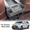 Center Armrest Rear Organizer for Toyota Sienna 2021-2026 ABS Cup Holder Tray Center Consoles 3-in-1 Backseat Organizer(Gray)