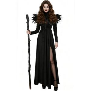 Women's Evil Witch Dress Set Halloween Role Play Dress Deluxe Witch Costume Accessories (Medium)