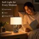 YMXYJM Marble Table Lamp, Rechargeable Cordless Bedside Lamp with Touch Control & Stepless Dimming, Linen Shade Decorative Lamp for Bedroom, Living Room, Nightstand & Bookshelf, Dark Brown