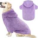 Fuzzy Dog Hoodie Sweater for Large Dogs Warm Winter Dog Clothes with Double-Sided Plush Fleece Soft Stretchy Pet Coats Hooded Sweatshirt for Medium Large Dogs (XL (Back: 24.8",Chest: 33.86",35-55lbs), Purple)