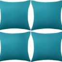 4 Pack Decorative Outdoor Waterproof Throw Pillow Covers, Square Patio Balcony Garden Waterproof Cushion Case, PU Coating Pillow Shell for Couch, Bed, Patio, Sofa, Tent, 18 x 18 Inch (Blue-Green) 