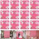 Artificial Flower Wall Panels - 12-Piece Set of 15x15 Inch Silk Roses Floral Backdrop Ideal for Wedding Celebrations, Festive Party Background and Elegant Home Decor -Pink