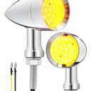 PBYMT Motorcycle Front turn Signals LED, 24 LEDS Bullet Blinkers Chrome Amber Lights Compatible with Harley Honda Kawasaki Suzuki Triumph Yamaha