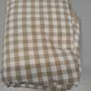 MONDAY MOOSE Gingham Checkered Farmhouse Rustic Picnic Style Decoration Rectangle Natural Stonewashed Cotton Tablecloth for Kitchen, Dining Room, Restaurant (55x70 inch, Beige)