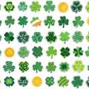 3 x JarThenaAMCS 48Pcs St. Patrick's Day Iron-On Sew-On Patch 2.4 Inch Shamrock Heat Transfer Iron Patches Lucky Clover Embroidered Cloth Patches for Irish DIY Crafts Clothing Fabric
