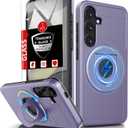 for Samsung Galaxy S24Plus Case Magnetic Compatible with MagSafe Wireless Charging,with Screen Protector,for S24+Plus Case with Stand Ring Anti-Scratch Shockproof Heavy Duty Protection Purple