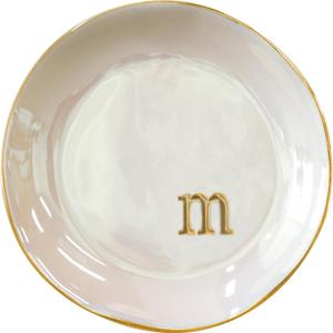 COLLECTIVE HOME - Iridescent Jewelry Tray, 4.75-Inch Personalized Lowercase Embossed Lettering, Lustrous Multicolored Finish, Unique Alphabet Trays for Stylish Dcor and Gifts (m)