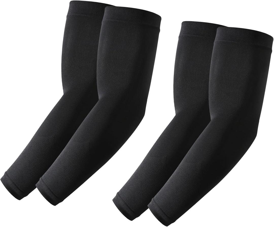 Stelle Arm Sleeves UV Sun Protection Compression Cooling Sleeves UPF 50 for Women Men Sport/Working/Tattoo Cover up (2 Pairs-black)
