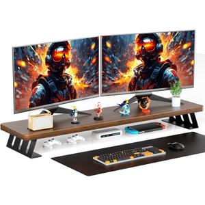 Dual Monitor Stand, 39 Inch Large Wood Monitor Stands for 2 Monitors