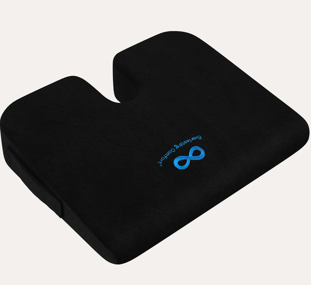 Everlasting Comfort Car Seat Cushion for Driving - Wedge Car Cushion for Office, Travel, Gaming Chair Memory Foam Driver Booster for Short People, Non-Slip, Washable Cover, Back & Sciatica Relief