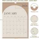 Calendar 2026-2027 - 18 Months Wall Calendar from January 2026 - June 2027, 2026 Wall Hanging Calendar Planner with Thick Paper, 12" x 14.5", Beige