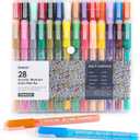 Grabie Acrylic Paint Pens Markers, 28 Colors, 0.7 mm, Extra Fine Tip Drawing Markers, Premium Paint Pens for Painting on Various Surface, Art Supplies, Set of 28