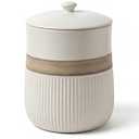 Escenzy Premium White Bathroom Trash Can with Lid 5L | 7" x 10" | Decorative Small Garbage Can | Luxury Ceramic Waste Basket for Bathroom, Bedroom, Kitchen, Hotels or Living Room Decor | Ideal Gift