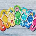 Summer Door Mat Outdoor Indoor Entrance, Slippers Summer Welcome Mat for Front Door 17x30