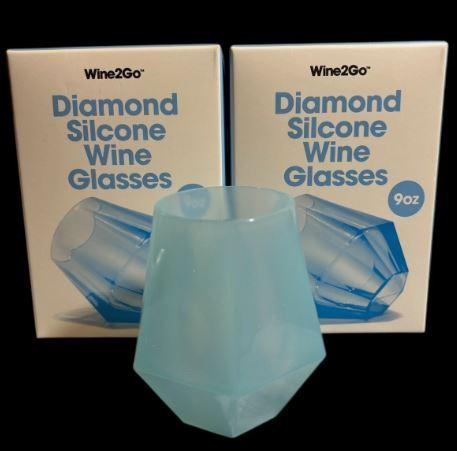 Wine2Go Diamond Silicone Wine Glasses 9oz