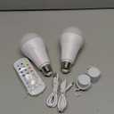 2 Pack 5200mAh Rechargeable Light Bulbs with Remote E26 Battery Operated Light Bulb for Lamps and Sconces,Dimmable Wireless Emergency Light Bulbs with Hook,3 Color Temperatures & 12 RGB Color Changing