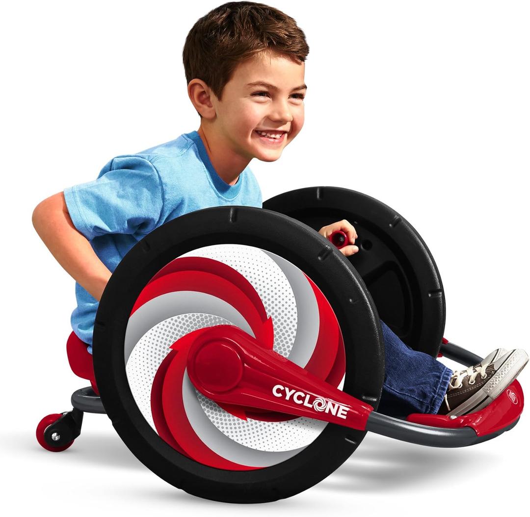 Radio Flyer Cyclone, For Ages 3-7, Arm-Powered Ride On, 16" Wheels, 360-degree Spins, Forward/Reverse Action, Ergonomic Seat & Frame, Comfort Hand Grips, Solid Steel, 69 lb Capacity, Kids Ride On Toys