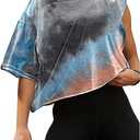 SOFIA'S CHOICE Women's Short Sleeve Tie Dye Crop Top Crew Neck Loose Summer Casual Tee Orange TD (Small)