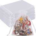 Crweety 50 Pack White Organza Bags 3x4 Inch, Small Mesh Gift Bags for Jewelry Sachet, Elegant Small Mesh Bag Drawstring for Candy Wedding Party Favor, Bridal Shower, Baby Shower & Mothers Day