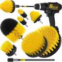 Holikme 8 Piece Drill Brush Attachments Set, Power Scrubber with Extend Long AttachmentCleaning Supplies for Bathtub, Shower, Grout, Tile(Yellow)