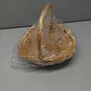 POPETPOP Wicker Picnic Basket with Handle, Empty Organiser to Fill Picnic Hamper Wedding Flower Girl Baskets for Garden, 8.66x7.07x7.87 Inches