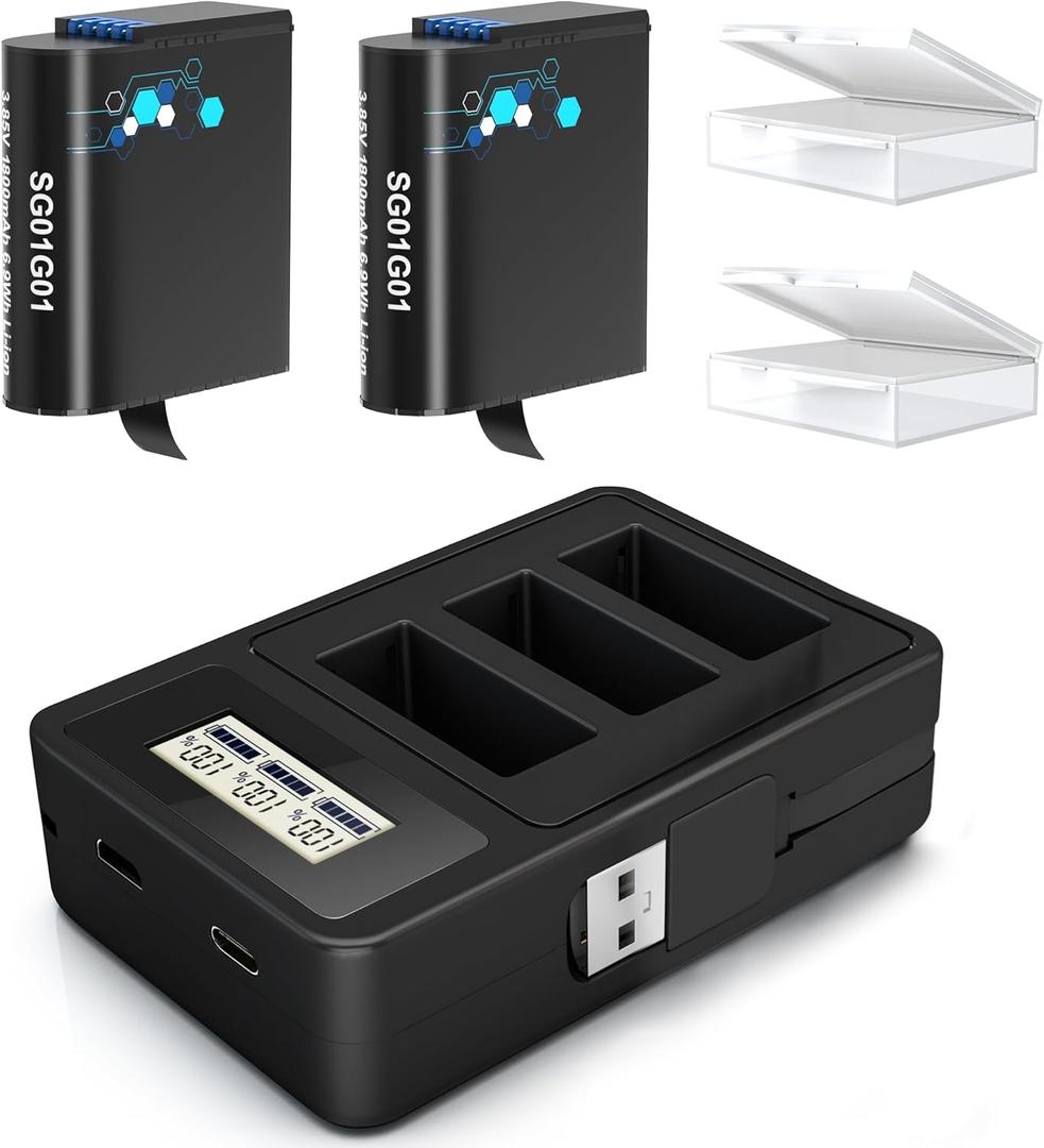 2 Pack Replacement Battery for Gopro Hero 8 Quick Charger Accessories with Digital Monitor 1800mAh Batteries Compatible with GoPro Hero 8 Black Hero 7 Black Hero 6 Black Hero 5 Black