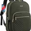 LOVEVOOK Laptop Backpack Purse for Women, Work Business Travel Computer Bags, College Nurse Backpack for Womens, Quilted Casual Daypack with USB Port, Fit 15.6 Inch Laptop, Army Green