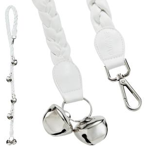 Dog Doorbells for Potty Training, Poly Urethane Puppy Door Bells, Hand-Woven Dog Bells for Dog Training, Extra Loud Bells for Door Knob, Ring to Go Outside Doggie Pet Supplies (White Leather Twisted Style)