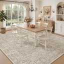 9x12 Area Rugs for Living Room: Washable Boho Vintage Floral Rug Large Soft Non-Slip Rugs Stain Resistant Low Pile Indoor Carpet for Bedroom Dining Room Nursery Home Office Brown