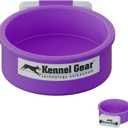 Dog Crate Water Bowl No Spill, 20oz Food-Grade Polypropylene Feeder, Secure Crate Mount with Covered Parts, Travel-Ready & Easy to Clean (Purple)