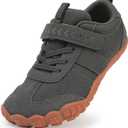 KUBUA Boys Girls Sneakers Kids Barefoot Shoes Comfort Anti-Slip Walking Shoes for Indoor Outdoor Toddler Little Big Kid (Dark Grey) 3.5