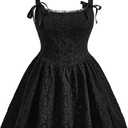 BEAUDRM Women's Plus Size Dresses Cocktail Spring Summer Wedding Guest Dress Jacquard Mini Short Sundresses Brunch Outfits (Black, XXL)