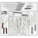 Clear Expandable Silverware Organizers for Kitchen Drawers,Large BPA Free Cutlery Organizer in Drawer,Plastic Utensil Drawer Organizer Suitable as Flatware,Knife,Fork,Spoon,Silverware Holder and Tray