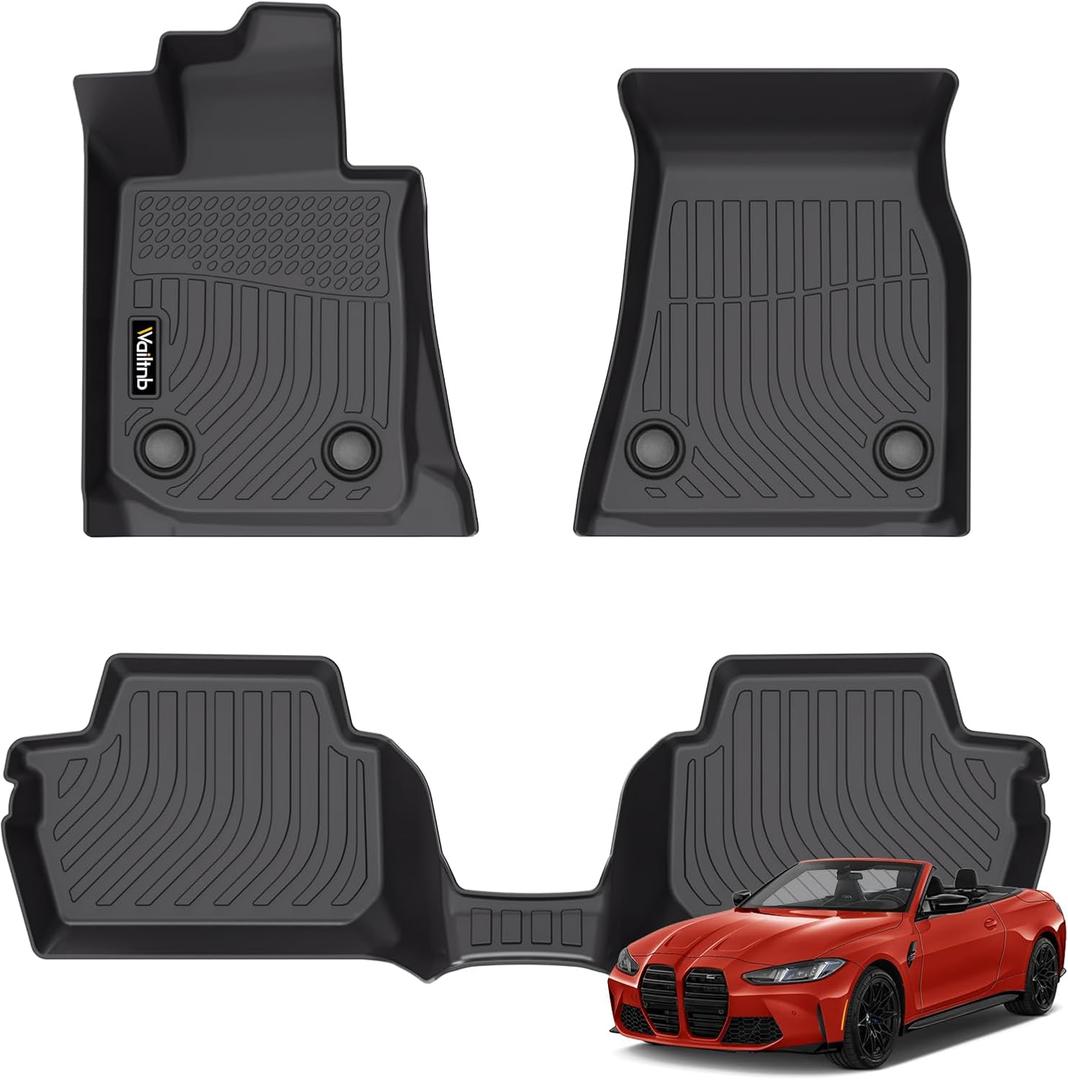 Wailtnb-Mats for BMW M4 Competition, M440i, 430i Convertible 2021-2025 Floor Mat All Weather Floor Liner Car Mat for BMW M4 Custom Fit Automotive Full Set Accessories
