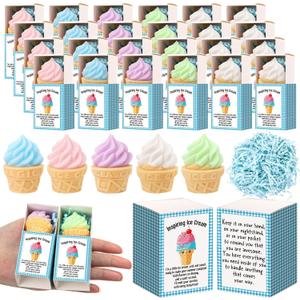 Wettarn 20 Sets Summer Presents Ice Cream Stress Balls with Boxes You are Awesome Party Favors for Employee Coworker Friends Office Positive Desk Decor Summer End of Years Gifts