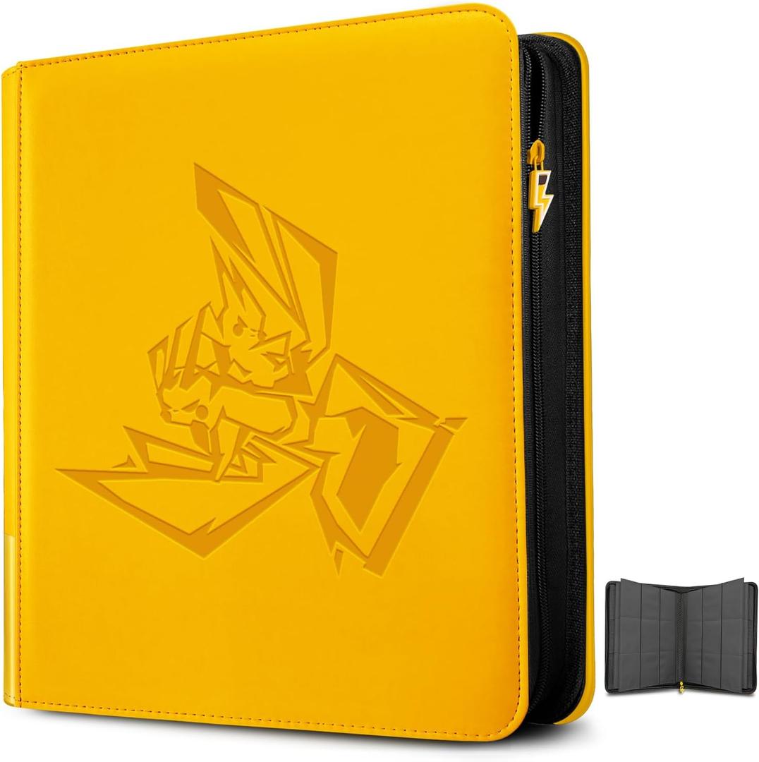 Toploader Binder, Oversized 9 Pocket 252 Top loaders Holder, Yellow
