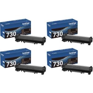 Brother Genuine Black Toner Cartridge 4-Pack, TN730, Replacement Black Toner, Page Yield Up to 1,200 Pages Each