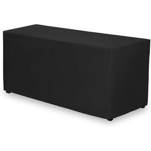 Gee Di Moda Fitted Tablecloth - 72 x 30 Inch Black Fitted Table Cloth for 6 Foot Rectangle Table - Heavy Duty Washable Fabric - for 6 Ft Buffet Table Holiday Party Dinner Wedding & Trade Show