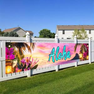 Summer Hawaiian Aloha Banner 118 x 20 inch Hawaii Tropical Theme Supplies Outdoor House Bar Backdrop Hello Summer Party Tiki Party Decorations Photo Booth Props