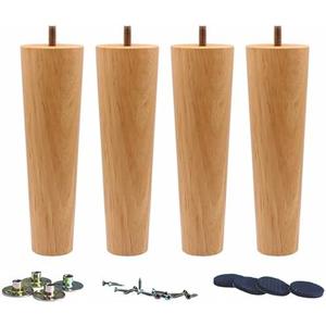 WEICHUAN Round Wooden Replacement Furniture Chair Ottoman Loveseat Coffee Table Cabinet Sofa Couch Legs 8 inch Heavy Duty (8" Straight Set of 4)