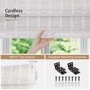 Sunbox Cordless Bamboo Roman Shade Blind, Woven Wood Roman Shades, Light Filtering Natural Bamboo Shades for Windows, French Doors, 34.5" W x 74" H, Pearly White