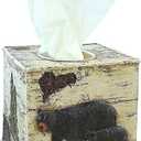 Black Bear On Birch Square Tissue Box Cover Cabin Lodge Home Decor