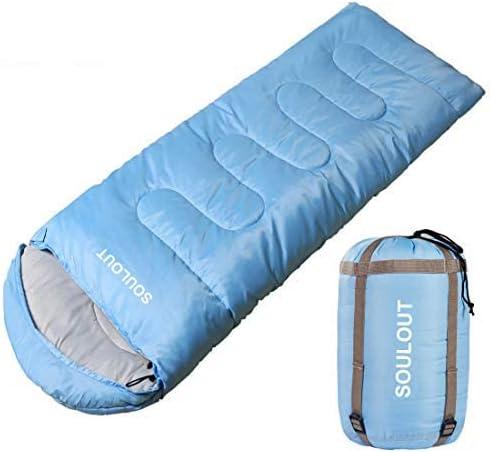 3-4 Season Sleeping Bag for Adults & Kids, Lightweight Warm Cold Weather Camping Bag with Waterproof Compression Sack  Portable for Hiking, Backpacking, Traveling & Outdoor Adventures (Sky Blue)