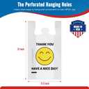 Fuxury 1000 Count Happy Smiling Face Thank You Plastic Bags (11.5 x 6.5 x 21) White, Have a Nice Day T-shirt Bags for Business, Grocery, Take Out, To Go, Retail Shopping in Bulk (Made in USA)