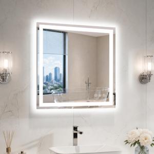 28"x28" LED Bathroom Mirror with Lights, Anti-Fog, Backlit+Frontlit