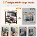 32" H Mini Fridge Stand with Storage - Avoid Bending Over Fit Elderly Pregnant Women Mini Fridge Shelf 4-Tier Small Refrigerator Stand with Adjust Storage Space Stainless Steel Wheel 19.7" L x 19.7" W