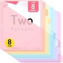 Forvencer 8 Count Dividers with Two Pockets, 8 tab Binder Dividers for 3 Ring Binder Organizer, Binder Divider with Tabs for School Office and Home Organization, Multicolor, 1 Set