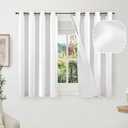 Short Blackout Curtains 45 Inch Length 2 Panels, Thermal Insulated Total Light Blocking Linen Window Curtains for Bedroom Basement Farmhouse Privacy Noise Reducing, Grommet, White, Each 52" Wide